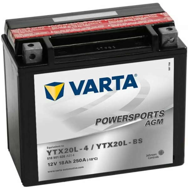 Baterie Moto Varta Powersports Agm YTX20L 18Ah 12V 518901026 A514